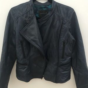 Sanctuary Genuine Leather Jacket in Midnight Blue